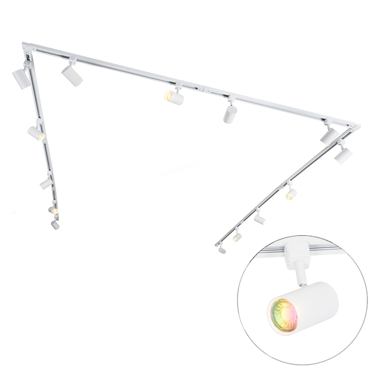 Inteligentný 1-fázový koľajnicový systém s 14 bodovými svetlami biely vrátane Wifi GU10 - Iconic Jeana